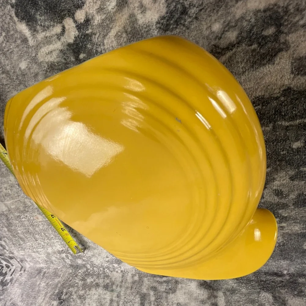 Vtg Fiesta Homer Laughlin 6" Disc Juice Pitcher Yellow Deco Ceramic Kitchencore - Picture 5 of 10